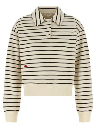 Jw Anderson J. W. Anderson Striped Cotton Polo Sweatshirt In Neutral