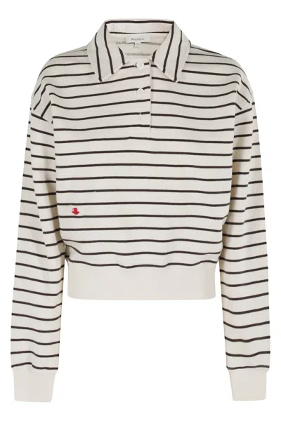JW ANDERSON J. W. ANDERSON STRIPED POLO SWEATSHIRT WITH CROPPED SILHOUETTE