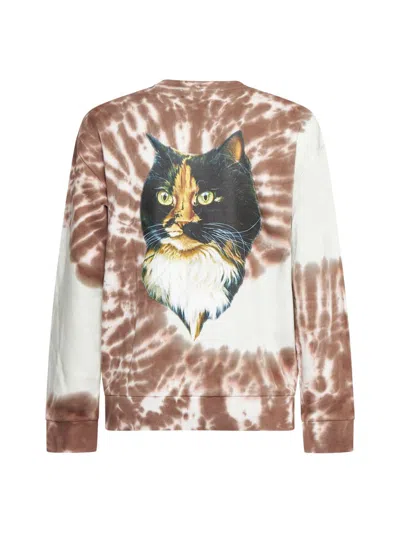 Jw Anderson Womens Tobacco Graphic-print Tie-dye Organic-cotton T-shirt In Tobacco Print