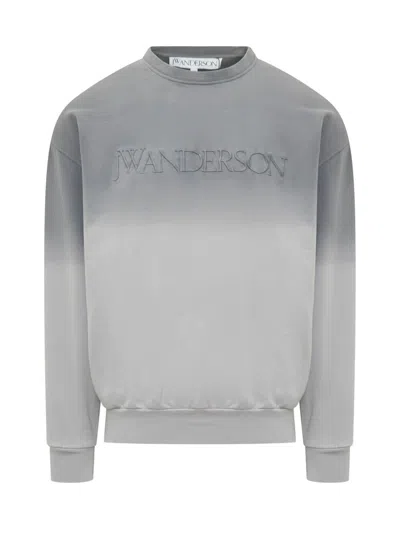 Jw Anderson Gray Embroidered-logo Gradient Sweatshirt In Multi
