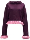 Jw Anderson J.w. Anderson Jwanchor Satin Trimmed Sweatshirt In Plum