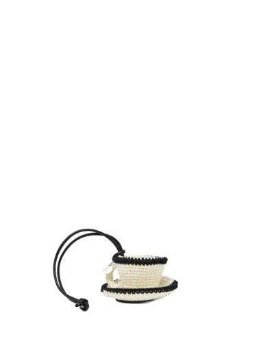 Jw Anderson J. W. Anderson Teacup-shaped Keychain With Logo Detail And Leather Cord In Neutral