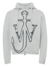 Jw Anderson Mens Light Grey Melange Anchor Zip-up Knitted Wool Hoody Xl In Gray