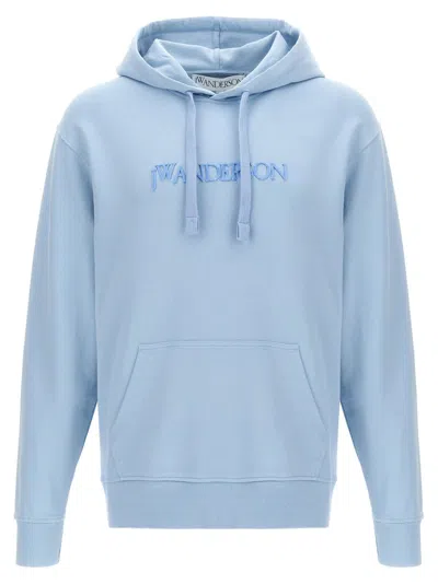 Jw Anderson J. W. Anderson Tone-on-tone Embroidered Cotton Hoodie In Blue