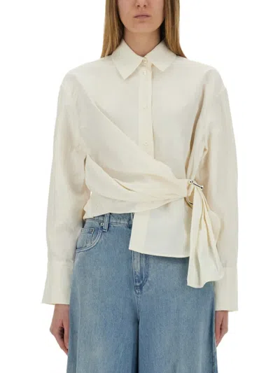 Jw Anderson J. W. Anderson Twisted Design Shirt With Side Tie In White