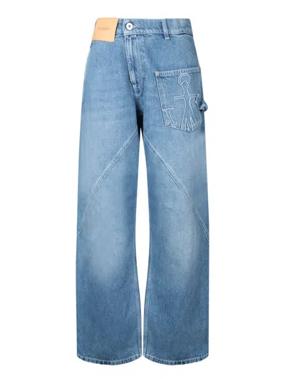 Jw Anderson J. W. Anderson Twisted Detail High Waist Jeans In Blue