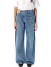 Jw Anderson Twisted Denim Trousers Embroidered Pocket In Blue