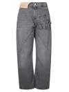 Jw Anderson Signature Logo Twisted Workwear Jeans In Grey