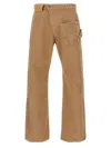Jw Anderson Mens Twisted Workwear Panelled Wide-leg Cotton Trousers Flax In Brown