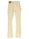 Jw Anderson Workwear Cotton Pants With Yellow Twisted Leg In Neutral