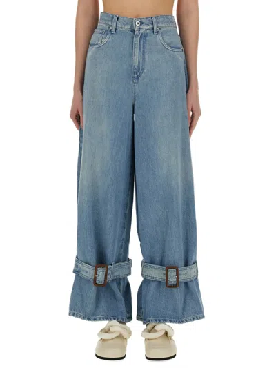Jw Anderson J. W. Anderson Wide-fit Jeans With Unique Buckle Detail In Navy