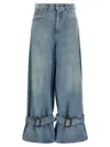 Jw Anderson Wide Jeans With Adjustable Ankle Height Belts In Blue