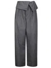 Jw Anderson J. W. Anderson Fold-over Design Grey Wool Trousers In Black