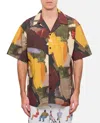 Jw Anderson J. W. Anderson Wide V-neck Short Sleeve Shirt With Abstract Print In Multi