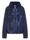 Jw Anderson J. W. Anderson Zip-up Hoodie With Contrasting Anchor Logo In Blue