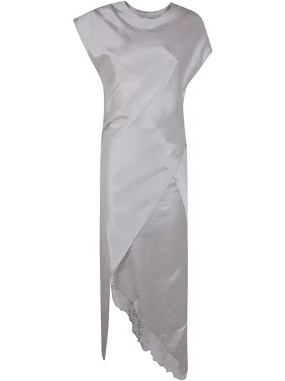 Jw Anderson J. W.anderson Asymmetric Lace Trim Layered Dress By J. W.anderson In Gray