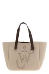 Jw Anderson J. W. Anderson Belt Tote Beige Boiled Wool Shoulder Bag In Pink