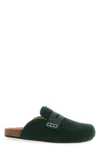 Jw Anderson Slip-on Mules With Fuzzy Texture And Buckle Detail In Green