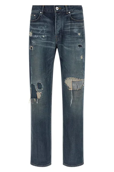 Jw Anderson Japanese Denim Jeans Distressed Faded Five Pockets In Blue