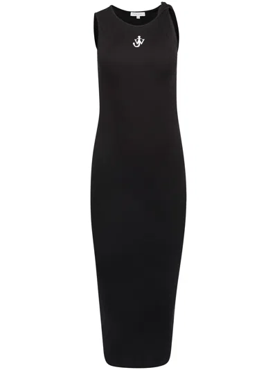 JW ANDERSON J. W.ANDERSON ANCHOR EMBROIDERY TWISTED STRAP DRESS BY J. W.ANDERSON,JD0043.PG1717 999 BLACK