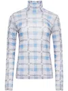 Jw Anderson J. W. Anderson Fitted Turtleneck With All-over Logo Print In Blue
