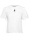 Jw Anderson Mens White Anchor-embroidery Crop Cotton-jersey T-shirt In White