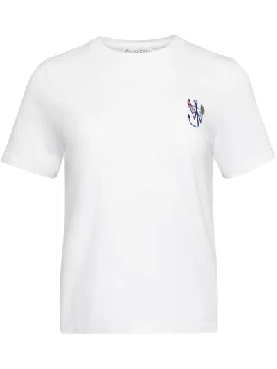 JW ANDERSON J. W.ANDERSON ANCHOR EMBROIDERY BACK PRINT T-SHIRT,JT0269.PG1510 001 WHITE