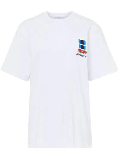 JW ANDERSON J. W.ANDERSON WINDOW EMBROIDERY T-SHIRT,JT0283.PG1510 001 WHITE