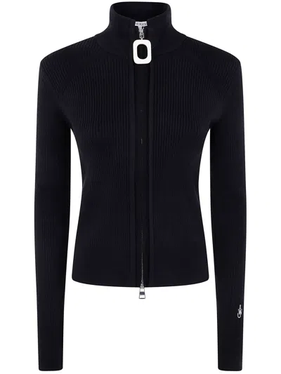 JW ANDERSON J. W.ANDERSON FITTED ZIP UP CARDIGAN,KW1353.YN0398 999 BLACK