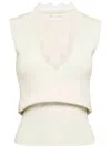 Jw Anderson J.w. Anderson White Lace-trim Knit Top