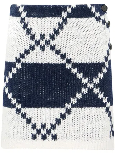 JW ANDERSON J. W.ANDERSON FAIRISLE MINI SKIRT,KW1412.YN0439 027 OFF WHITE NAVY