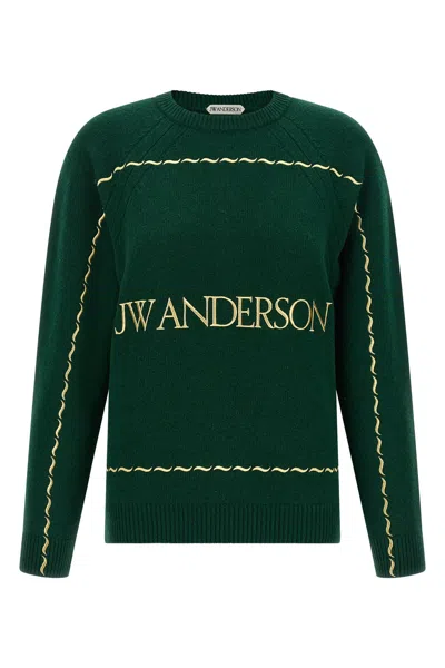 Jw Anderson J. W.anderson Logo Embroidery Sweater In Green