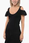 Jw Anderson J. W.anderson Ribbed Cut-out Top With Ruffled Sleeves In Black