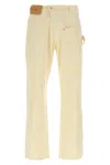 Jw Anderson Workwear Cotton Pants With Yellow Twisted Leg In Yellow