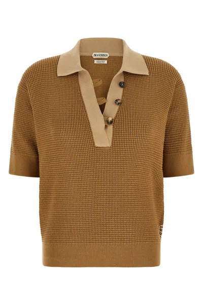 Jw Anderson J. W.anderson Waffle Stitch Polo Shirt In Brown