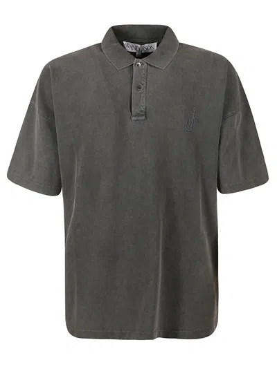 Jw Anderson J.w. Anderson Anchor Short-sleeved Polo Shirt In Charcoal