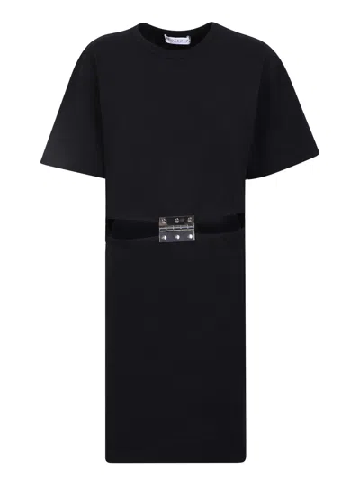 JW ANDERSON J.W. ANDERSON HINGE DETAIL BLACK T-SHIRT DRESS