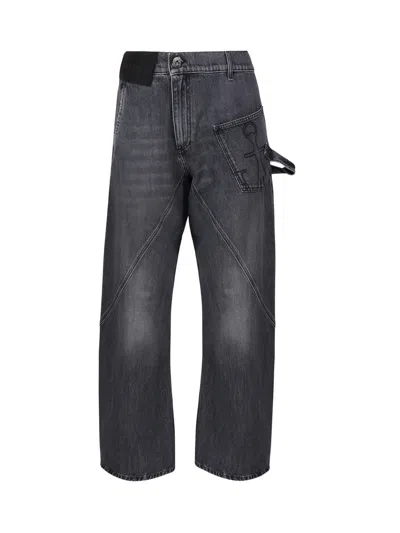 Jw Anderson J.w. Anderson Oversized Wide Leg Jeans In Gray