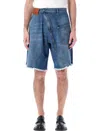 Jw Anderson Blue Twisted Workwear Denim Shorts In Light Blue