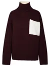 Jw Anderson J.w. Anderson Two-tone Turtleneck Sweater In Alpaca Blend In Bordeaux