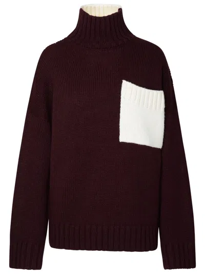 Jw Anderson J.w. Anderson Two-tone Turtleneck Sweater In Alpaca Blend In Bordeaux