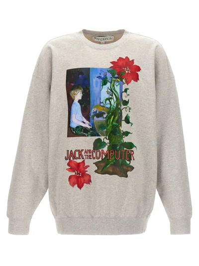 Jw Anderson Jack And The Computer Sweatshirt In Gray
