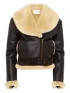 Jw Anderson Mens Dark Brown Oversized-collar Sheepskin Leather Aviator Jacket In Brown