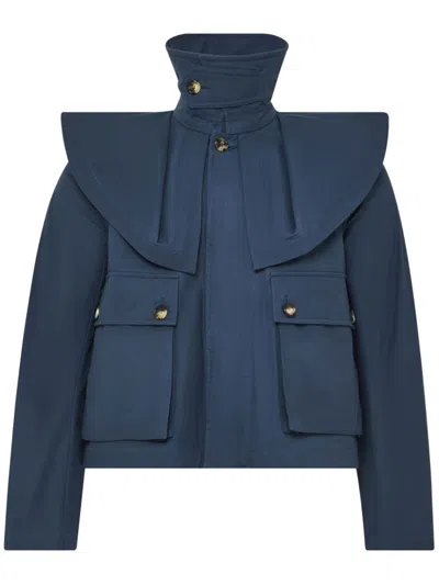 Jw Anderson Oversized Collar Trench Jacket In Blue