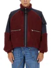 Jw Anderson Red Shearling Zip-up Jacket In Bordeaux