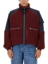 Jw Anderson Red Shearling Zip-up Jacket In Bordeaux