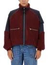 Jw Anderson Red Shearling Zip-up Jacket In Bordeaux