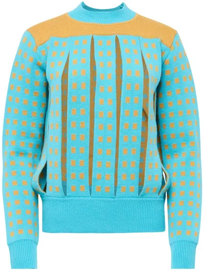 Jw Anderson Jacquard Slit Sweater In Blue