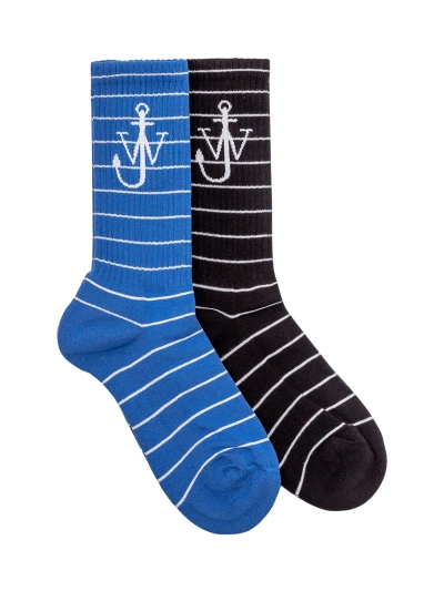 Jw Anderson Jacquard Socks In Blue/black