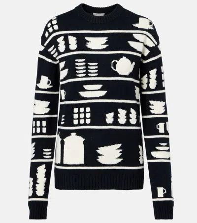 Jw Anderson Jacquard Wool Sweater In Black